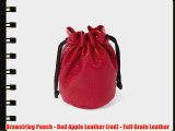 Drawstring Pouch - Red Apple Leather (red) - Full Grain Leather