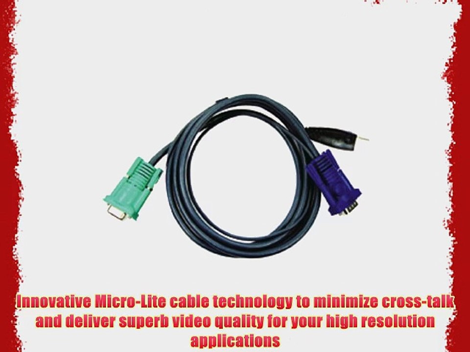 ATEN USB KVM Cable SPHD-15 Male to VGA and USB A 2L5203U 10 Feet