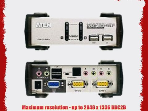 ATEN 2-Port USB KVMP Switch with Audio Support Cables Included CS1732A (Silver)