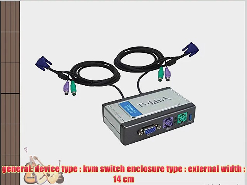 D-Link DKVM-2K 2-Port KVM Switch Desktop Built-In Cables