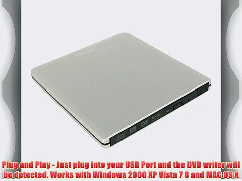 Pawtec SuperSlim External USB 3.0 Aluminum 6X BDXL 3D Blu-Ray Writer / Burner For Apple Macbook