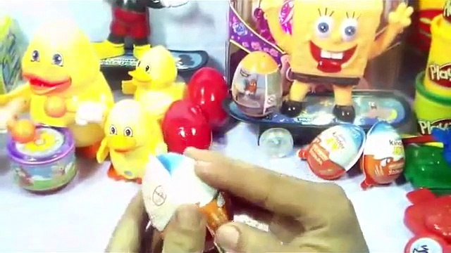 Cartoon Surprise eggs frozen cars spongebob mickey mouse kinder egg play doh disney duck