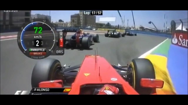 F1 2012 European GP Alonso Onboard Overtakes Webber [HD] Engine Sounds