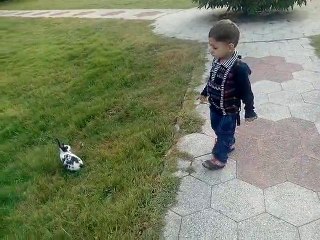 SHAMEER PLAYING WITH RABBIT IN YASMIN GARDEN
