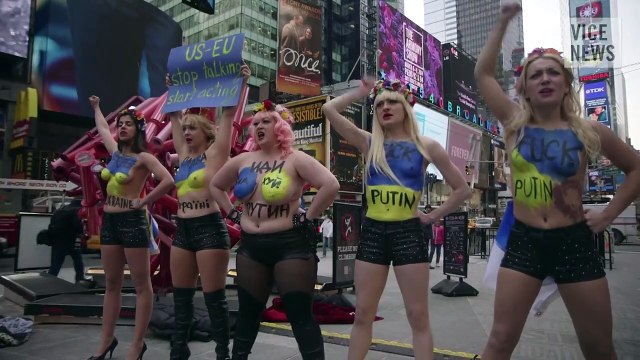 Topless in Times Square: FEMEN Protests Putin in NYC