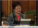 Alice Wong MP Speaking Chinese in the Parliament of Canada