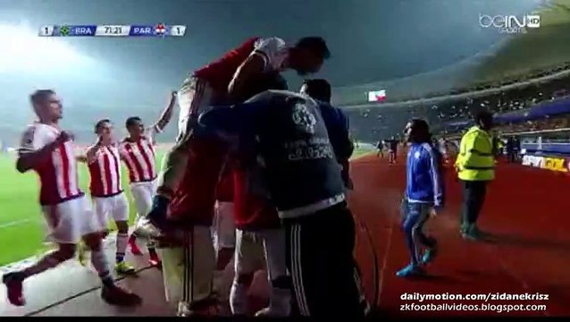 Derlis González 1:1 Penalty-Kick Goal | Brazil v. Paraguay 27.06.2015