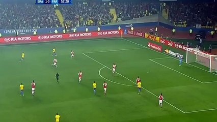 Great Pass and Trick Robinho Brasil vs Paraguay Copa America 1/4 Finales 2015 HD 60fps