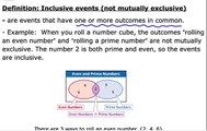 Probability of Inclusive Events and Examples