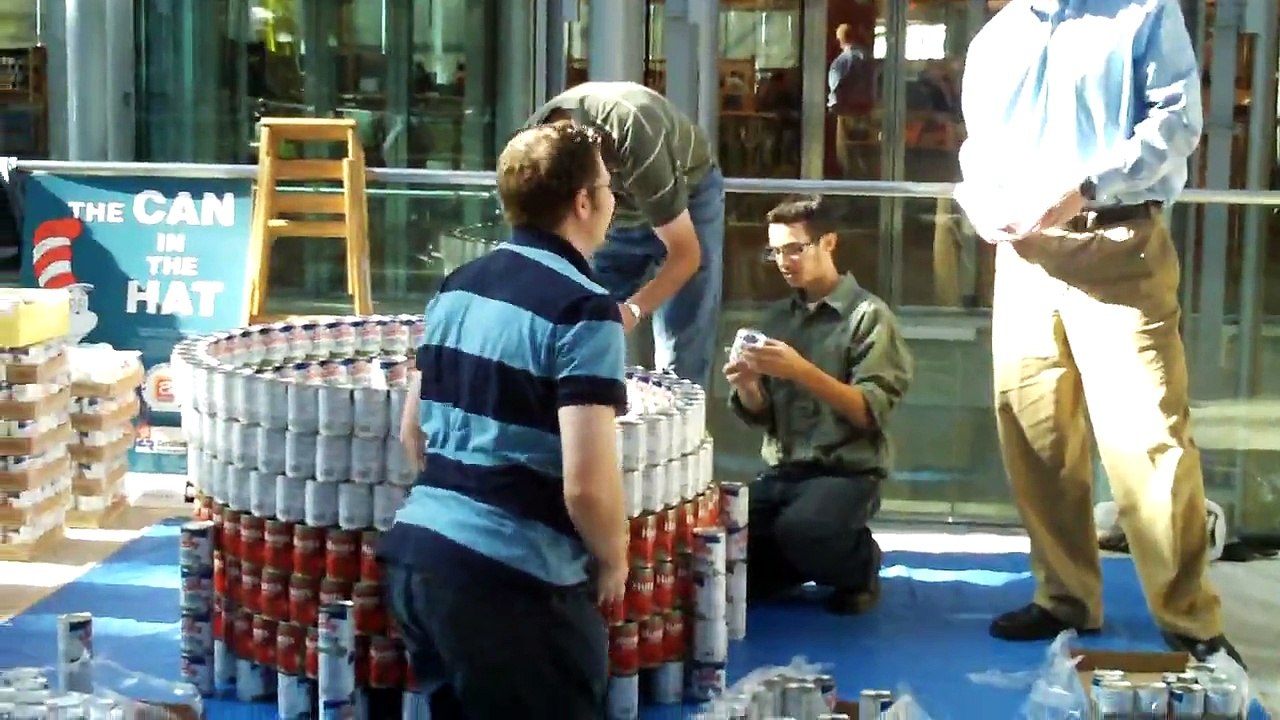 Architects and Designers Work on Metal Can Sculptures in Lobby of Salt Lake Main Public Library