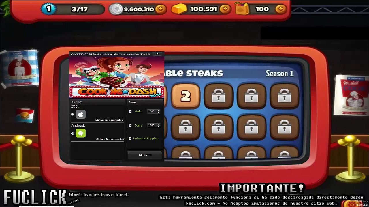 COOKING DASH 2016 Trucos - Tutorial Oro, Monedas y Suministros Ilimitados