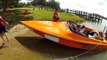 Slalom Waterskiing Behind Race Boat Clarence River - Jumping Wake + Just Cruising - GoPro Helmet Cam