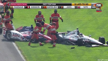 Indycar Fontana 2015 Sato Power Big Crash