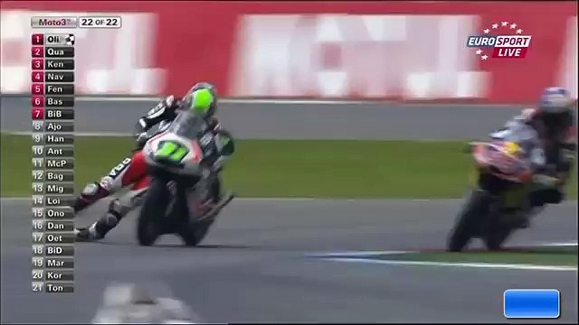 Un pilote de moto termine une course sur les genoux - Niklas Ajo
