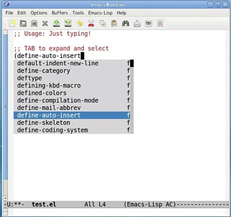 Auto Complete Mode for GNU Emacs