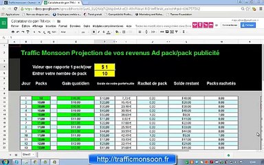 #6_ TrafficMonsoon - Comment Utiliser le calculateur de gain - - vidéo dailymotion