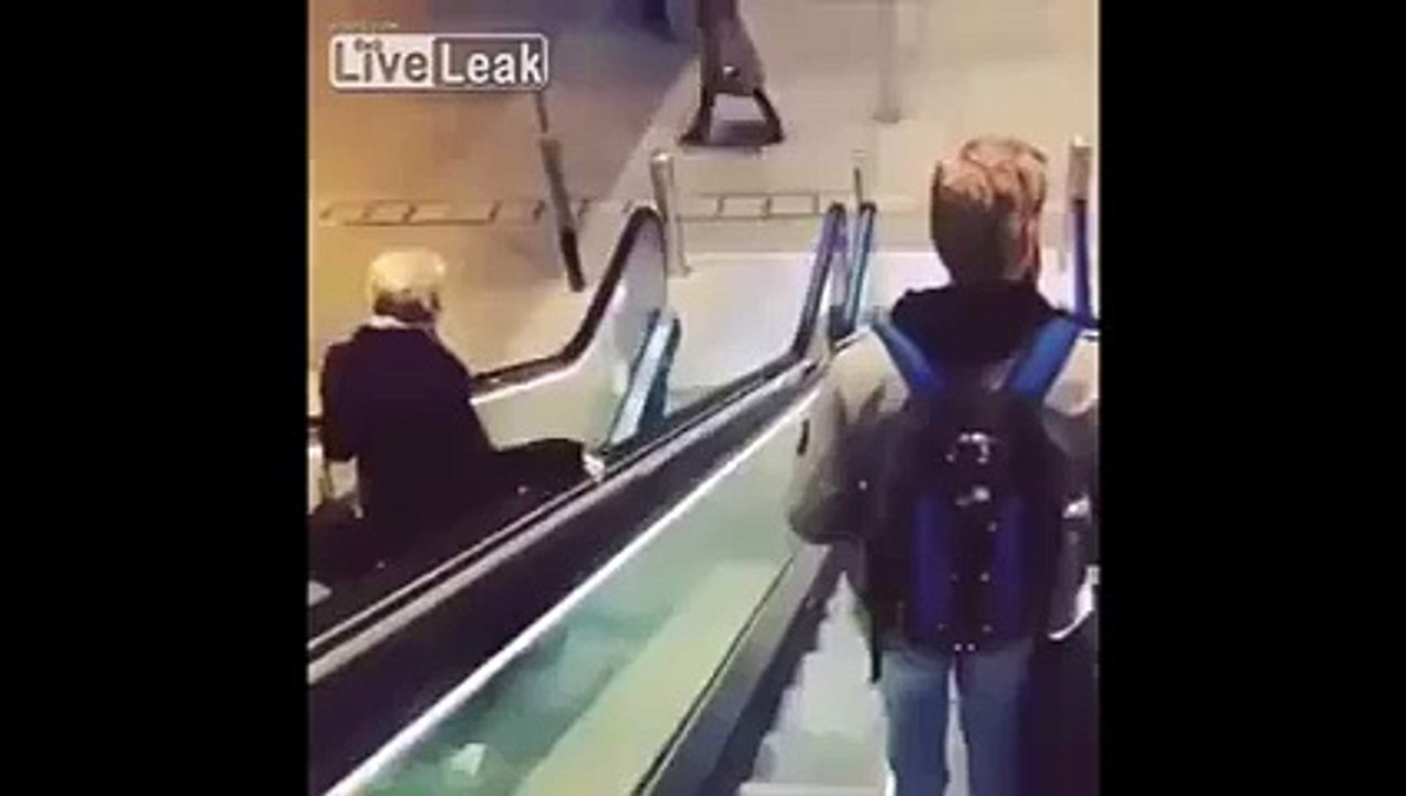 Funny Man Try to beat the others down the escalator gone wrong