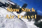 Slow Stick flying over Mountain Snow covered hills 12-08