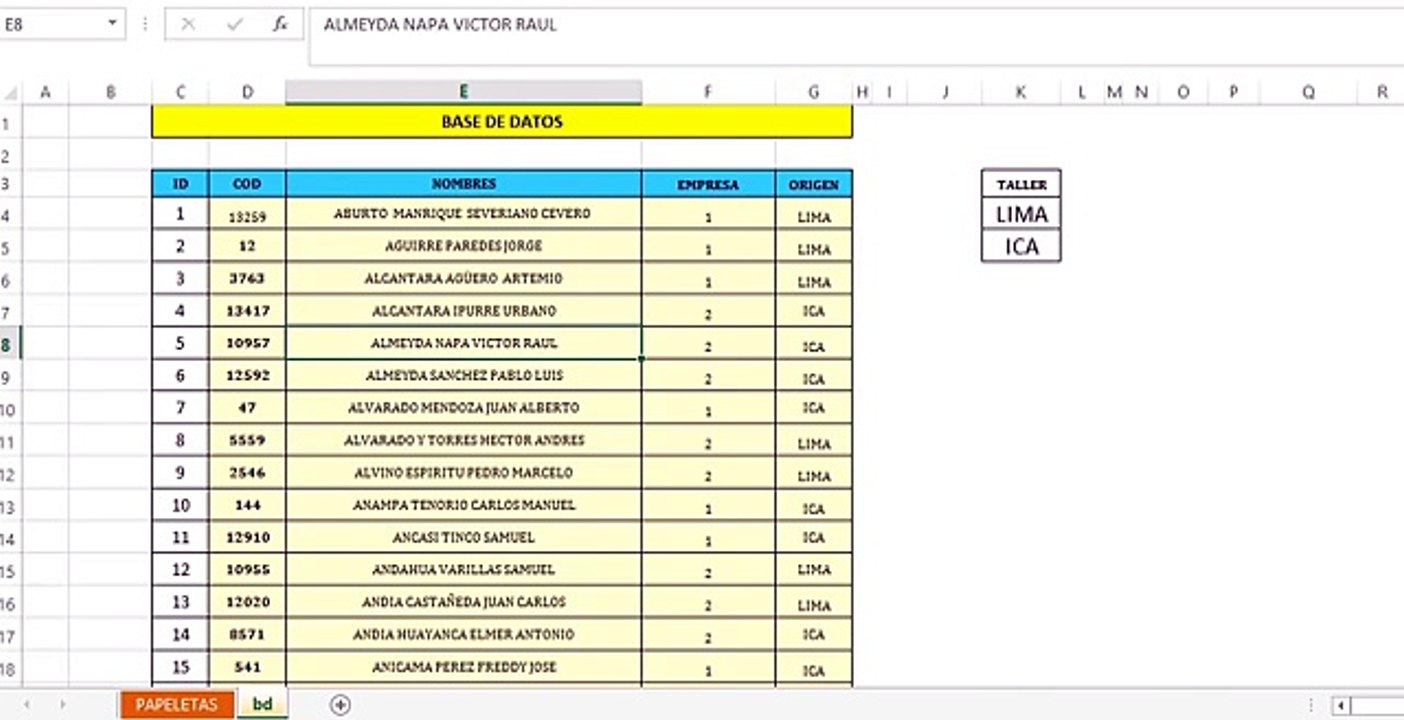 Buscador en tiempo real en excel