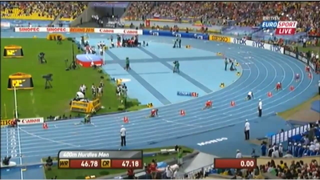 Carrera final de Felix Sanchez 400 m - Mundial de atletismo