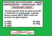 Raciocínio Lógico - Concursos - CONSULPLAN - Sistemas Lineares - Questão da Garrafa com água!