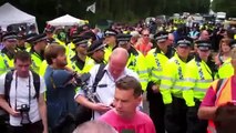 Song 'Go home Cuadrilla, you're drunk!' at the Balcombe protest march