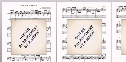 Une Vie D'Amour (Ch.Aznavour) Sheet music for guitar