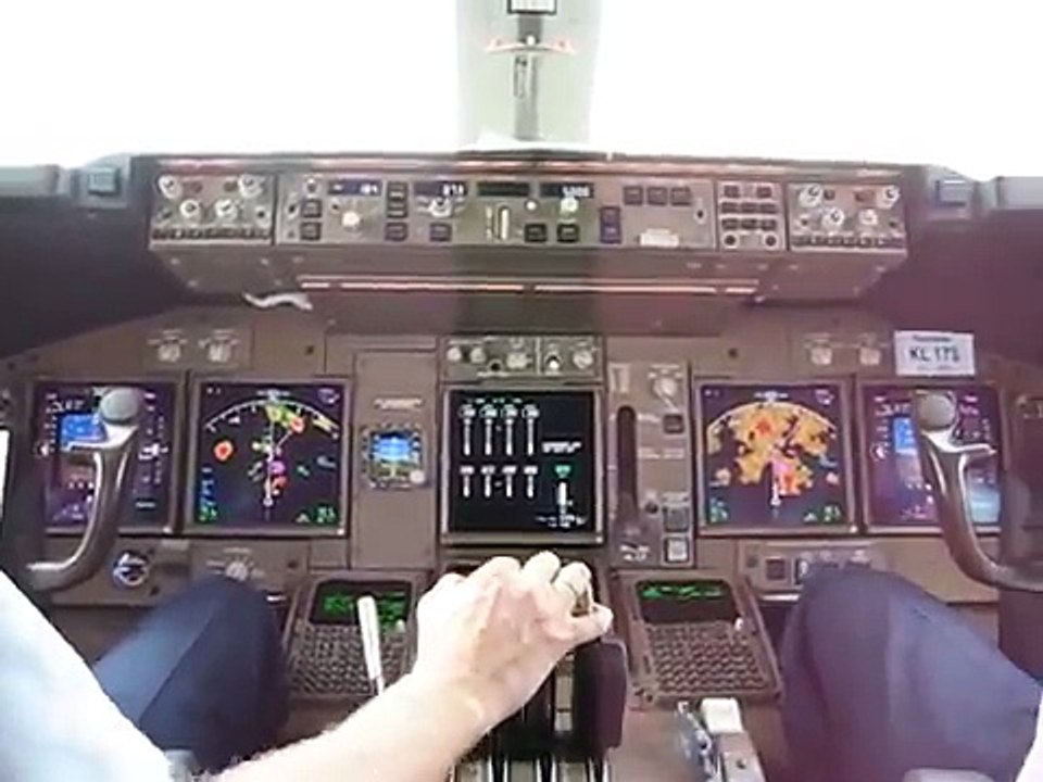 KLM Boeing 747 take off Hong Kong cockpit view