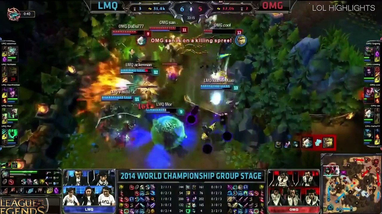 LoL Highlights   LMQ vs OMG Game 1 Worlds Highlights   LoL World Championship 2014 S4 Group C new