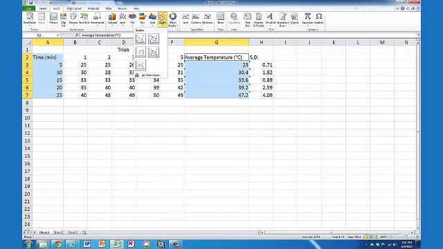 Excel: Add individual SD error bars to each data point