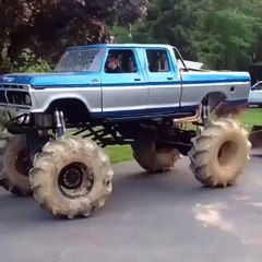 When A monster truck does a burnout! All 4 wheels too!