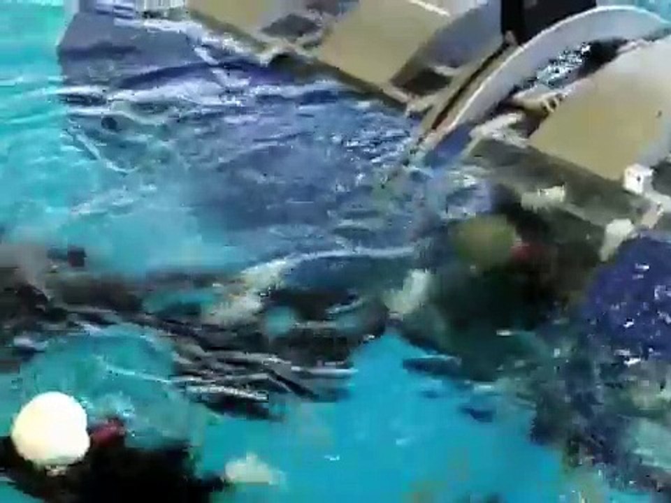 Sea survival training at a marine site in Nordholz, Germany