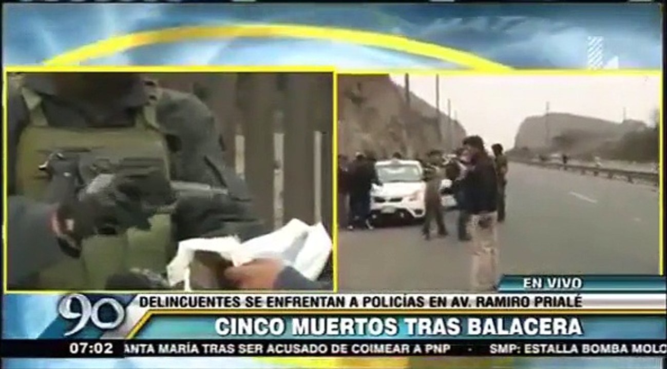 Cinco delincuentes muertos tras balacera con policías en la carretera Ramiro Prialé [Video]