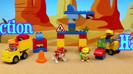 Paw Patrols Pups & Mickey Mouse Build a Lego Duplo Construction Site with Rubble & Marshall Dogs