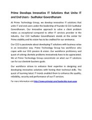 Prime Develops Innovative IT Solutions that Unite IT and End Users - Sudhakar Goverdhanam