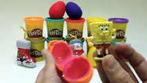 Play Doh Surprise Eggs Christmas Toys Chocolate Marvel Heroes SpongeBob Dora