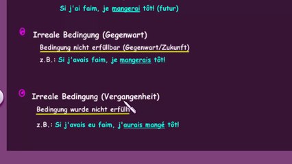 Konditionalsätze - Bedingungssätze (Le Conditionnel Si en français)
