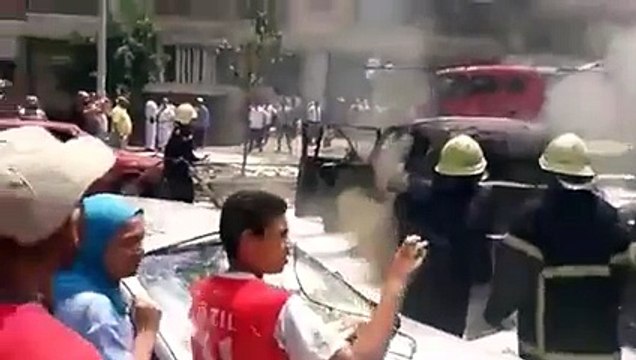 المشاهد الأولى لتفجير موكب ‫#‏النائب_العام‬ المصري هشام بركات صاحب قرار فض اعتصام رابعه والنهضه