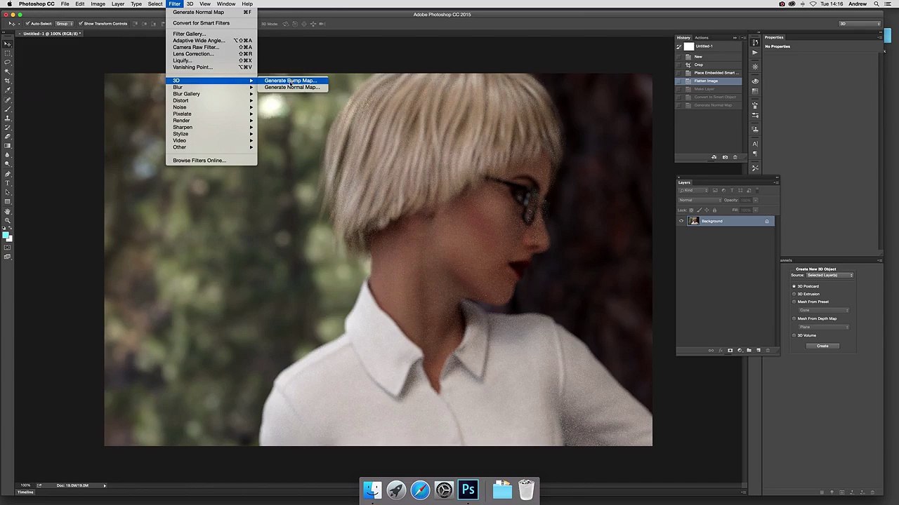 Generate normal and bump map filter in Photoshop CC 2015 tutorial