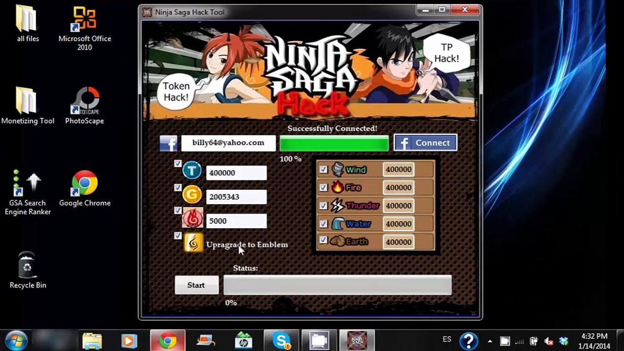Ninja saga hack tool Tutorial video and proof