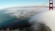 Golden Gate Bridge with Awesome San Francisco Fog - Quadcopter Aerial Views
