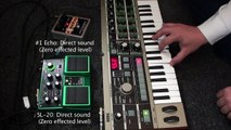 Boss SL-20 Slicer Twin Pedal demo review with Korg Microkorg synth and EHX #1 Echo Delay Pedal