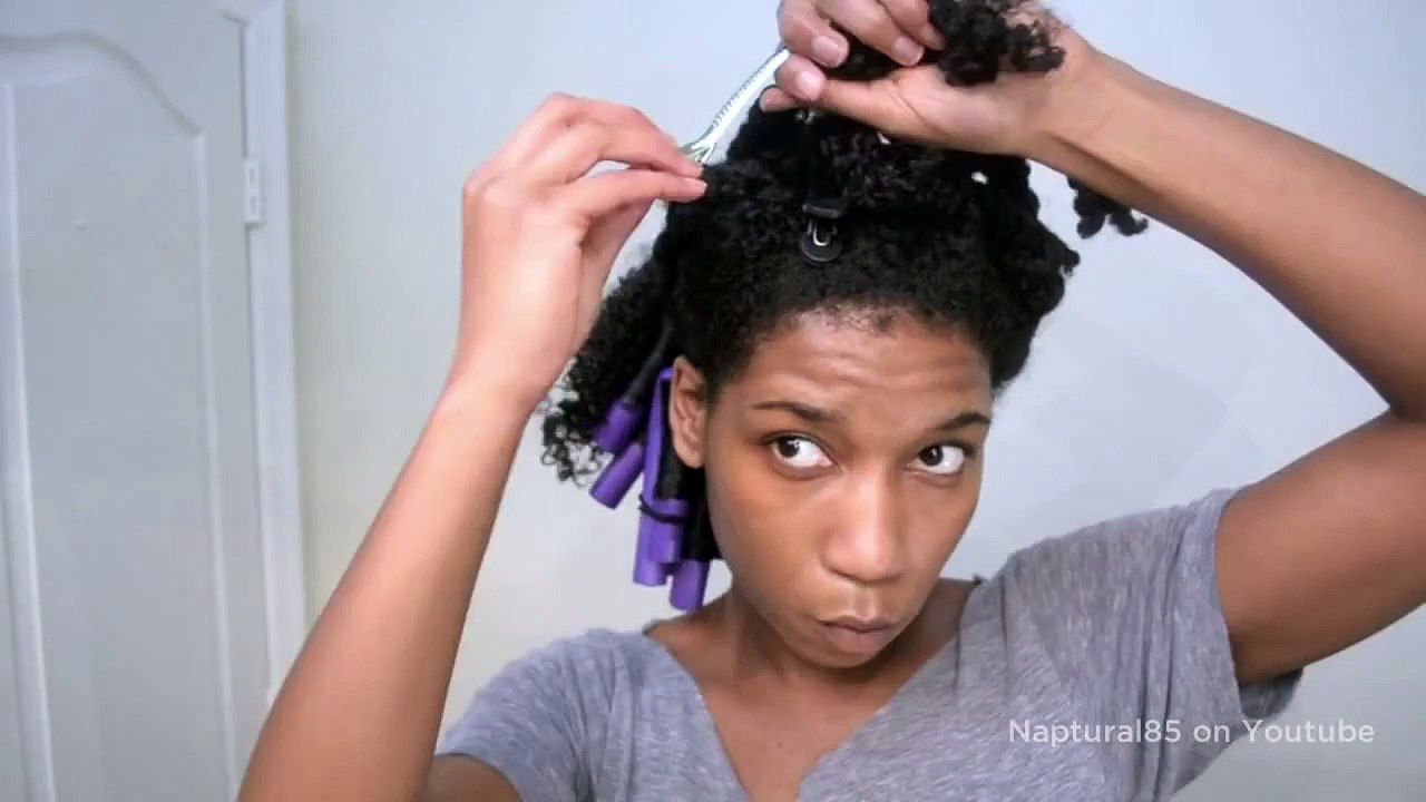 100% No Heat Heatless Flexi Rod Roller Set on Curly "Natural Hair"