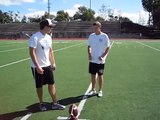 Kicking Coach demonstrates field goal kicking technique 