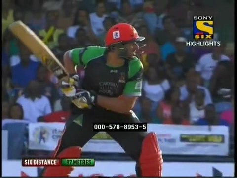 CPL 2015 Shahid Afridi 2 massive sixes vs Barbados Tridents CPL T20 2015