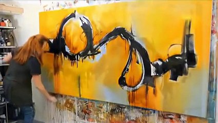 Demostración pintura abstracta  con acrilico