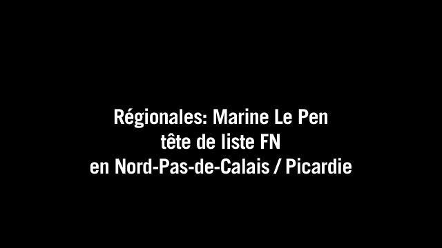 Régionales dans le Nord-Pas-de-Calais: Marine Le Pen candidate