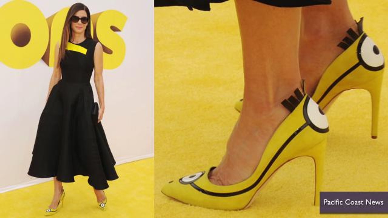 Sandra Bullock rocks Minion-inspired heels at 'Minions' premiere