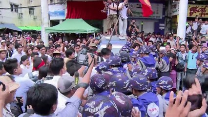 Scuffles at protest over Myanmar charter veto