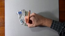 Drawing time lapse: 5 euro banknote - hyperrealistic art